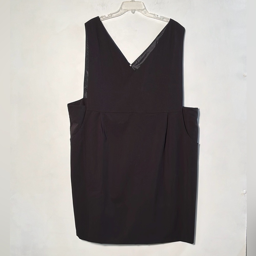 CASTALUNA NWOT V-Neck Front/Back 2 Pocket Career/Cottage Black Jumper Dress 28W